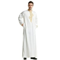 Molitvena odjećaKimono haljina s dugim rukavima Muška veznog ovratnika haljina Arabska srednja stalak
