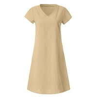 Ženska mini haljina Ljeto casual v izrez kratki rukav labav fit majica Dress Plain Solid Boja A-line