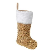 Božićne čarape Squared plišani patchwork bombonski torbi Viseći dekor za poklon za odmor