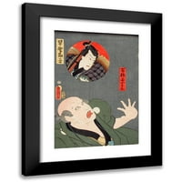 Utagawa Kunisada Crni moderni uokvireni muzej umjetnički print pod nazivom - Hayano Kanpei i farmer