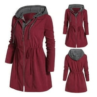 SNGXGN Womens plaćena jakna s paketom dugih rukava dolje jakna kaput zimska odjeća jakna žene, crvena,