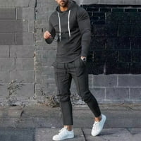 Mens Trackies Set Outfit duksev TOP Ležerne prilike Jogging pantalone Duboko Grey XL