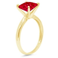 1CT Princess Cred Crvena simulirana rubina 18K žuta zlatna godišnjica za angažman prsten veličine 6,5