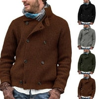 Muškarci dvostruki pleteni džep džep džemper s gornjim skakačima gornji kaput sive m