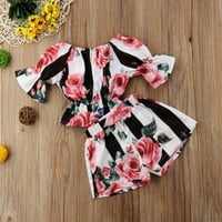 Boutique Toddler Kids Girls Stripe cvjetni tunički vrhovi Hlače Outfits Podesite odjeću