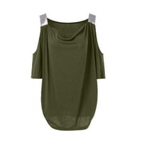 Beppter ženski vrhovi hladnog ramena labav kratkih rukava majica TOP PLUS veličina 5xl zelena