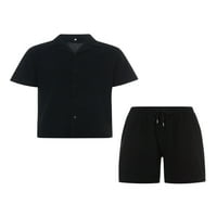 Nova modna muški odijelo set set čvrste boje navraćaju kratkih rukava + kratke hlače za ljeto, s m l