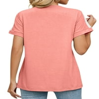 Rejlun dame majica kratki rukav majica V izrez Ljetni vrhovi casual pulover osnovni rad Tee ružičasta