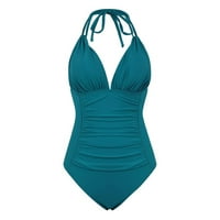 Žene kupaćih kostimi Jedna žena čvrsta sa podlogom prsa bez podzemnog bikinija dubokog V jednodijelni kupaći kostim nebo plavi xxl