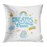 Cloud Dreams ostvaruju se vrtić za dječju sobu sa slatkim jednorog i čarobnim slovima jastučni jastuk