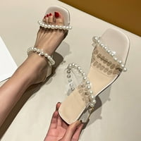 Dame cipele Fashionquare Toe Slip-on Pearl Clear Trape Visoka peta Sandal