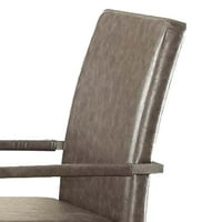 Metalne ručne stolice sa sjedištem od kože i visokim naslonom, srebrom i sivom bojom, setu dva