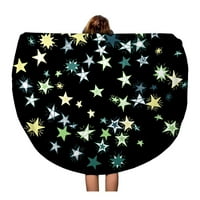 Okrugli ručnik za plažu sa doodle zvijezde na tamnom uzorku u primitivnim slatkim galaksijskim putničkim