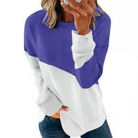 Rollbacks ženske modne modne košulje casual crewneck dukserica čvrsta prugasta dugi rukav labav pulover plave s