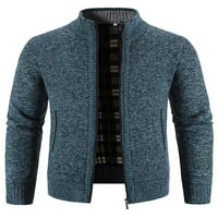 Prednji džemper Muški kardigan s džepovima patentni patentni džemperi otvori prednju jaknu Plava siva 4xl