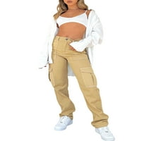 Teretne hlače sa visokim strukom Žene ravne noge Teretne pantalone 90-ih modne opuštene fit gaće sa