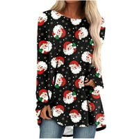 Topli duksevi Božićni grafički u trendu pulover cvjetno bluza s dugim rukavima Božićni okrugli vrat