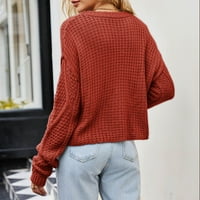 Viadha ženski džemperi Čvrsti okrugli vrat tijesto uvojaka pletene pletene kabel sa slobodnim pulovernim džemper od guste igle