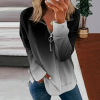 Ženski uzročni zip pulover dugih rukava ovratnik dukserice gradijent activewear jakna za trčanje