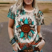 Žene suncokret pint mama bluza kratki rukav košulje slatke grafičke majice Crewneck tees Holinic Tunic