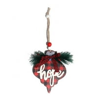 Monfince Buffalo Plaind Christen Tree Drveni viseći ukrasi Božićni ukras sa crvenom crnom plaćenom lukom