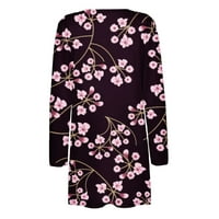 Pyju Ženski džemper s kraljevskim šal nakloni, otvoreni prednji dugi rukav draperski kardiganci cvjetni print boho kimono vrhovi labavi comfy tanki kaput s džepovima Jesen moda