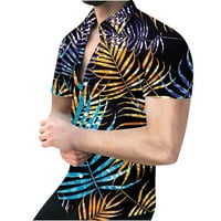 Muška havajska majica Veliki i visoki obični fit kratki rukav Ležeran ljetni tropsko drizlo drvo dolje plaža Aloha haljina košulja na vrhu crne xxxxl