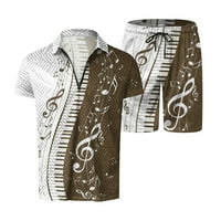 Muška vježba set modni povremeni muzički ispis patentnih košulja na zatvaračima i kratke hlače dva komada