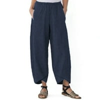 Ljetno slobodno vrijeme Udobno pamuk Prilagodite plus veličine ženske hlače i hlače hlače za žene Plavi XL