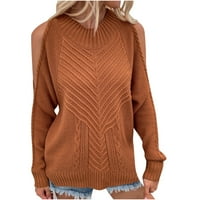 Rollbacks ženska moda s ramena džemper okrugli vrat Split dugih rukava pulo boja casual labavi pleteni