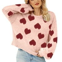 OciviesR ženski dan zaljubljenih slatki ljubavni uzorak pleteni džemper mekan i gladak prekrasan džemper