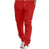 Muške hlače za čišćenje pamučne posteljine s džepovima casual povremene elastične hlače