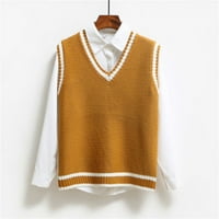 Zimske ušteda za žene za čišćenje Žene Srednja odjeća pletena prsluk vrhovi V izrez Argyle Pleteni džemper
