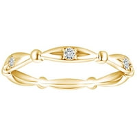 0. Karat Okrugli bijeli prirodni dijamantni dijamantski vjenčani prsten 14K Čvrsto žuto zlato prsten