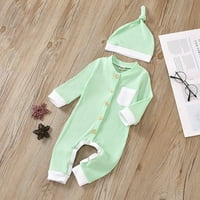 Dadaria Baby Girls Bodysuits novorođenčad dječji dugi rukav, puni boja, pleteni rubnim kombinezon +