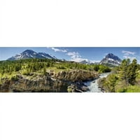 Panoramske slike PPI141400L Slapovi na bazi jezera SwiftTrrentno jezero Glacier Nacionalni park Montana