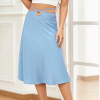 Dadaria suknje za žene Midi Duljina Žene Solid Boja patentna suknja Čipka za pupak Temperamentalna prorezija