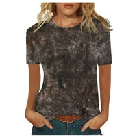 Ženski bluza Bluza Žene plus kratki rukav Seksi tiskane košulje okrugli izrez Ljetni vrhovi Brown S