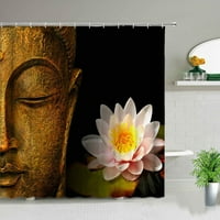 Zen Stone Meditacijski dizajn tuš za tuširanje voda zelena bambusova cvijet kupatilo umjetnosti pejzažno kućno uređenje zavesa