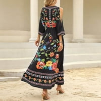 Ljetne haljine za žene modni casual cvjetni ispis V-izrez rukavi s ramena Maxi duge ljuljačke haljine