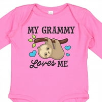 Inktastic My Grammy me voli sa Sloth and Hearts Poklon Dječja dječaka ili dječje djevojčice dugih rukava