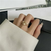Hanxiulin prstenovi srca Opal Butterfly dvostruki Ziron Ring dizajn jedinstvenog zlatnog otvorenog prstena