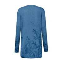 Krem Cardigan za žene Stadično žensko modno Ležerno cvjetno print srednje dužine Kardigan jaknu plavi
