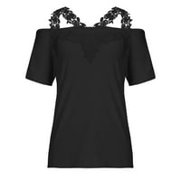 Azrijski plus veličine, ženske majice, ženske bluze modni ženski ljetni V-izrez casual čipkasti patchwork