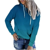 Hueook Dukseri za žene plus veličine patentni zatvarač s dugim rukavima od tiskani blok modna casual bluza sa džepnim pulover džemper vrhovima