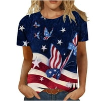 OAVQHLG3B 4. srpnja odjeća za žene Američka zastava Patriotske majice Dan nezavisnosti Ženska ležerna