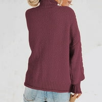 Ženski pulover ženski pasusni džemper pad trendi ugradnja pletena pulover vrhovi dugih rukava okrugli