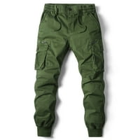 Virmaxy Duksevi za muškarce Čvrsta boja Zip Multi džep teretni hlače na otvorenom planinarenje planinarski