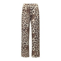 Mrat ženske salone hlače pune dužine hlače dame modni leopard džep za ispis proreže casual pantalone