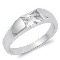 Pravokutnik Solitaire White C CZ Vjenčani prsten. Sterling Silver Band nakit ženski veličine 8